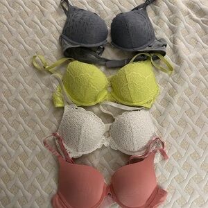 Victoria's Secret Lace Bra Collection - Gray, Yellow, White, Pink